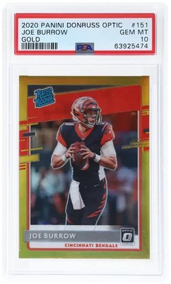 2020 Donruss Optic Rated Rookie Gold Prizm Joe Burrow #151 PSA 10