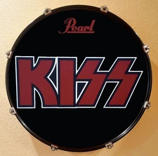 KISS, 22" Bass Drum Head, Red Logo, Peter Criss, Eric Singer, Eric Carr