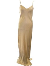 Alexander Wang Champagne Beige V Neck Silk Satin Slip Maxi Dress 90s- Size S