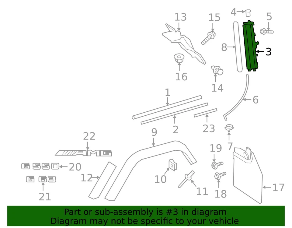 Mercedes Benz G550 2019-2025 OEM ALETA DE VENTILACIÓN DE AIRE CUARTO DERECHO G63 A4638301802 Foto 3 de 3