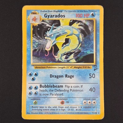 Pokémon TCG Karte Gyarados 7/130 Base Set 2 Unlimited Holo Rare Vintage - HP