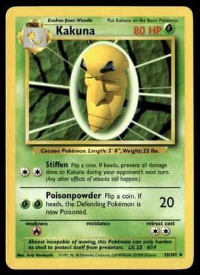 Kakuna Uncommon Normal Base Set 033/102 LP Pokémon TCG