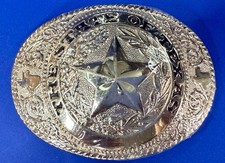 Great State Of Texas Lone Star Map Silver Color Award Design Medals Belt Buckle