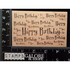 Great Impressions Rubber Stamps HAPPY BIRTHDAY BACKGROUND WORDS BLOCK 2877