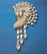 Vintage CHARLES REIS CRC Sterling Silver Rhinestone Brooch Pin Spray  402J