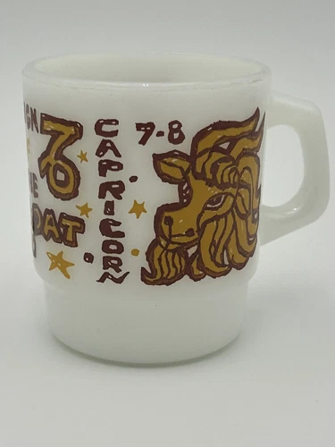 Vintage Capricorn Mug Anchor Hocking Fire King Astrology Zodiac Coffee Cup EUC