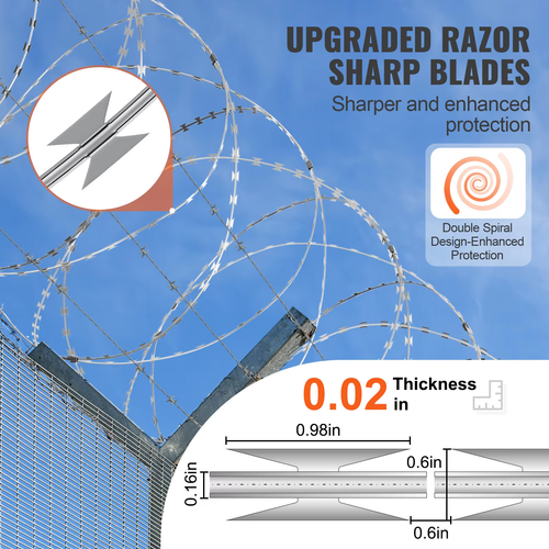 Razor Wire with Sharp Blades & Gloves, Galvanized Rust-Proof Protection Garden - Picture 3 of 16