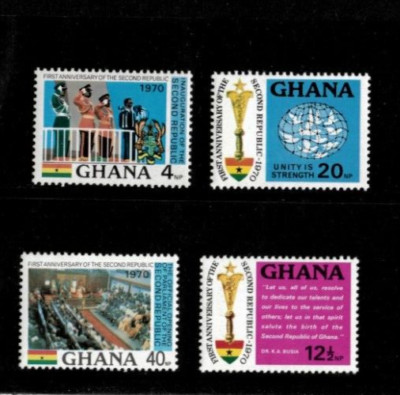 Ghana 1970 - Second Republic Anniversary - Set of 4 Stamps Scott #398 ...