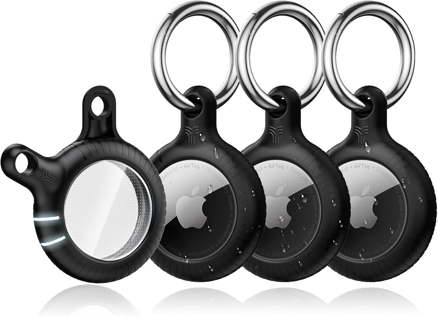 YOSH 4-Pack Anti-Scratch Pet Chew Proof AirTag Keychain Holders