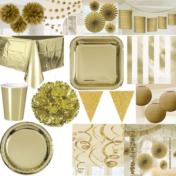 Partydeko gold goldene Hochzeit Goldhochzeit Geburtstag Feier Partyartikel Deko