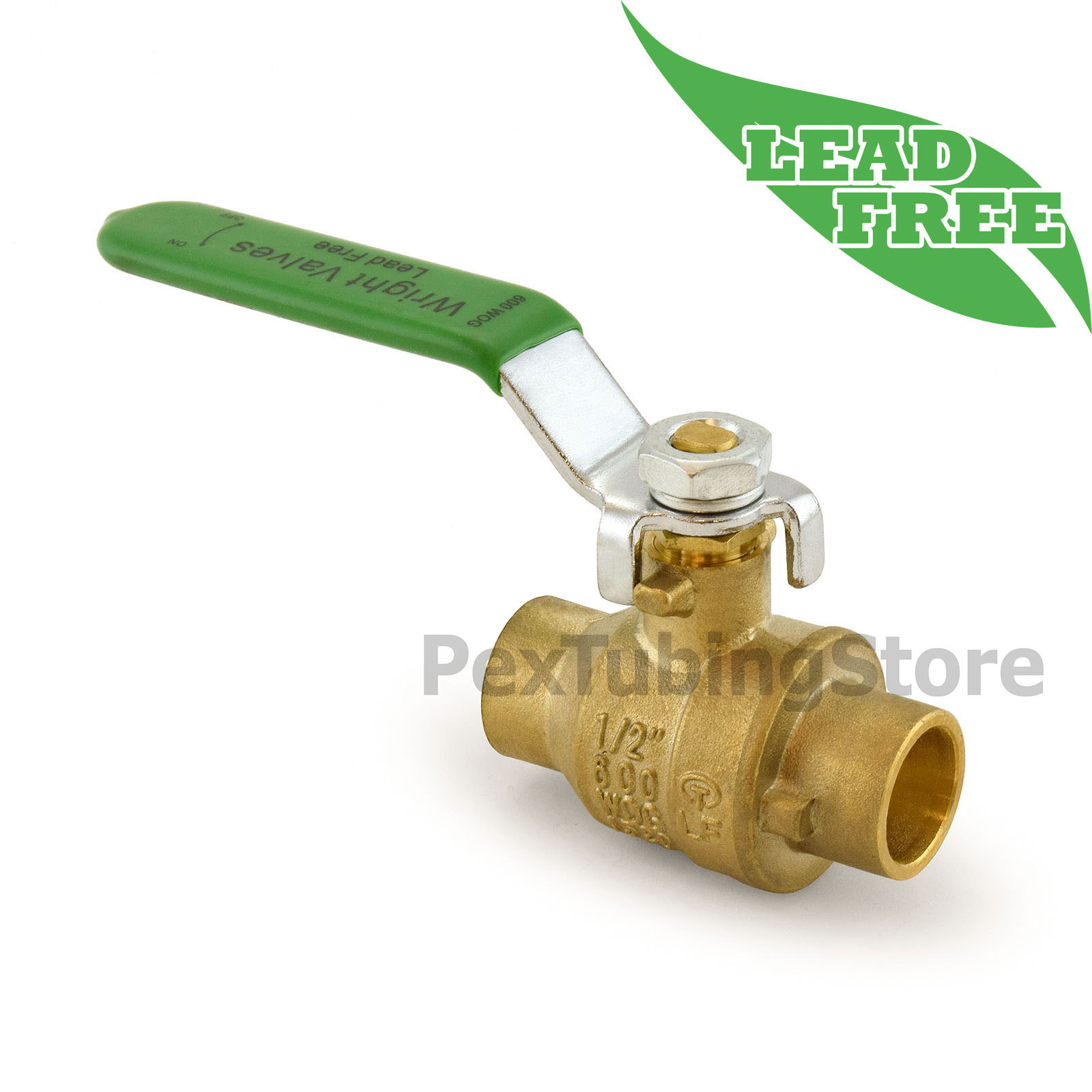 1/2" Sweat (CxC) Lead-Free Brass Ball Valve, Full Port 600psi WOG