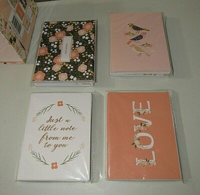 DCWV PEACHY EVERGREEN FLORAL 60 COUNT A2 DECORATIVE NOTE CARDS & ENVELOPES SET