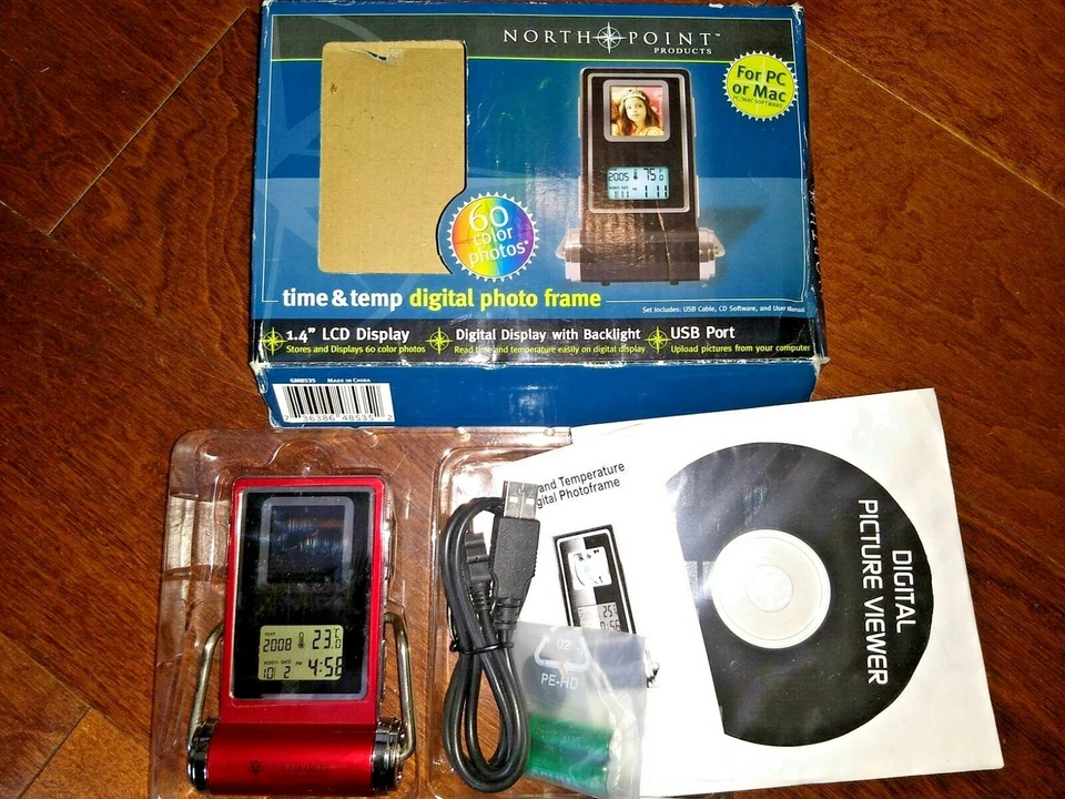 N.O.S. NORTH POINT, TIME & TEMP DIGITAL PHOTO FRAME 1.4" LCD Clock- Thermometer - Image 2 of 4