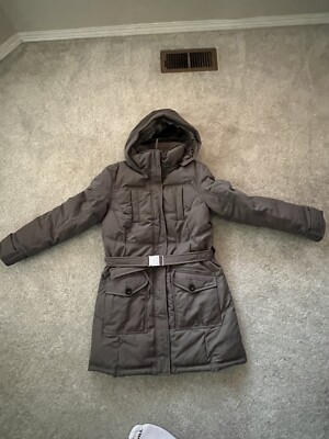 S. Oliver Women's Belted Quilted Padded Puffer Jacket with Fur Hood, Medium