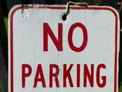 Vintage Retired NO PARKING ANYTIME Hand Painted Street Sign Wood