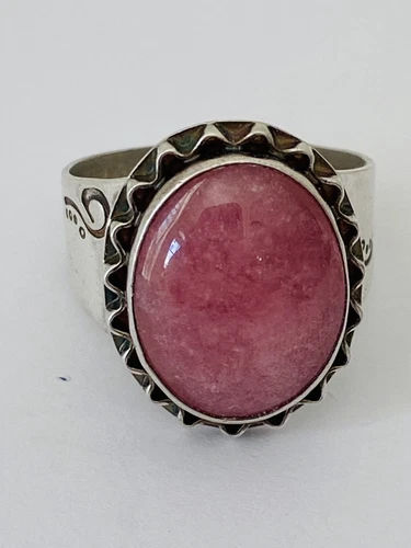 Vintage Southwestern DTR Jay King Sterling Silver Rhodochrosite Ring Size 12