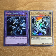 🔥 Yugioh Blue-Eyes Ultimate Dragon LCKC-EN057 SECRET & White Dragon LDS2-EN001