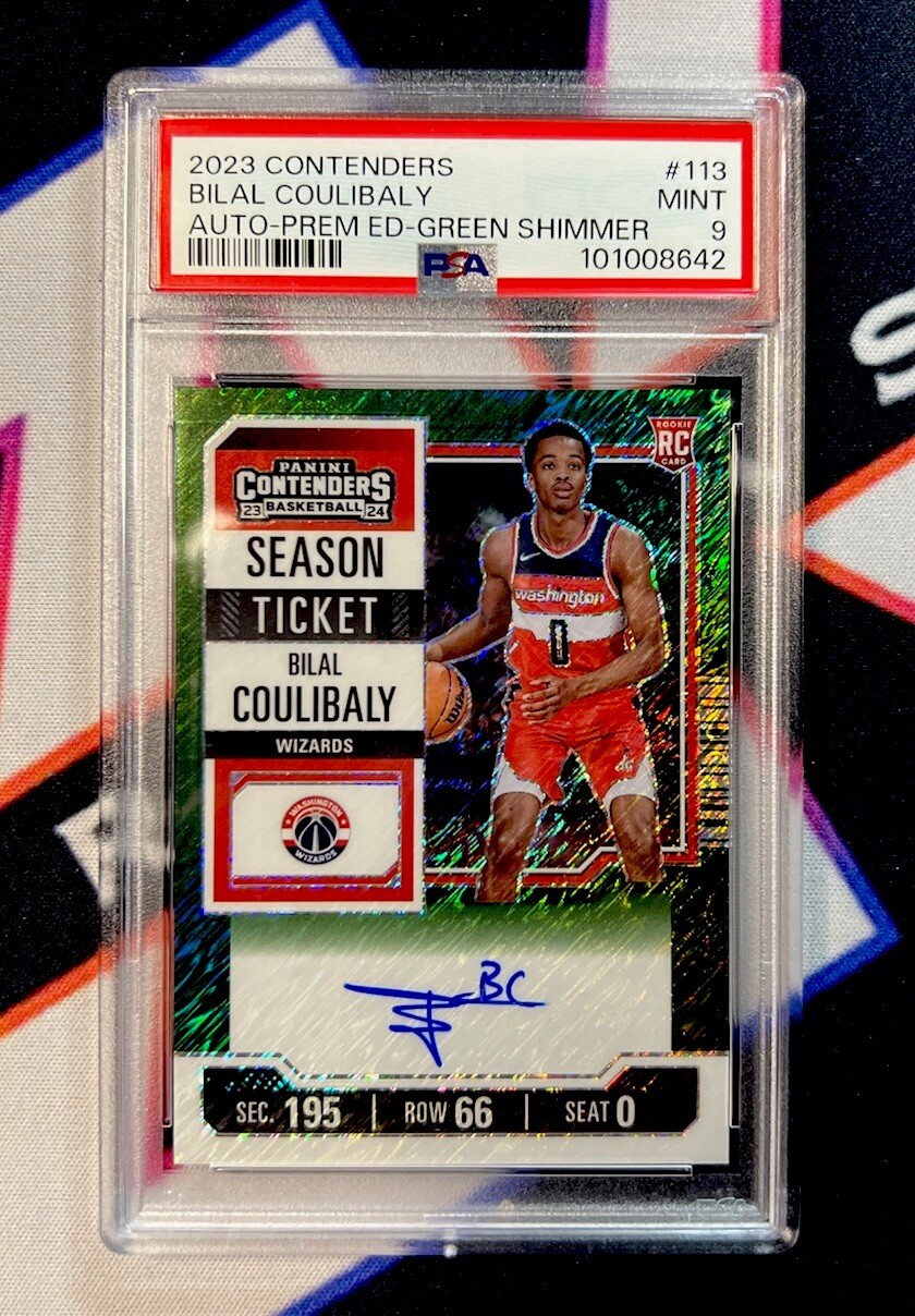 2023 Contenders #113 BILAL COULIBALY Rookie Prem Ed Green Shimmer Auto PSA 9