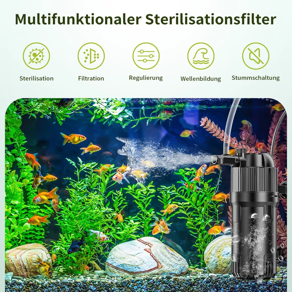 5-in-1 Aquarium Innenfilter mit UV 3w Aquarium Filter Pumpe Einstellbarer 500L/h - Bild 3 von 4