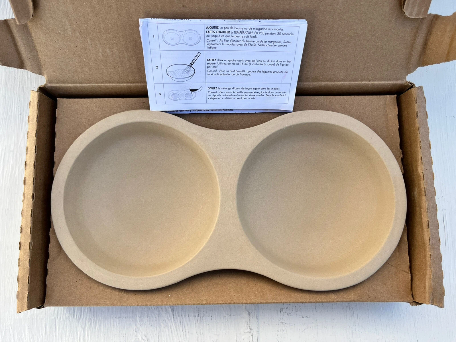 Pampered Chef Stoneware Microwave Egg Cooker Double Cooker #1372 - New in Box