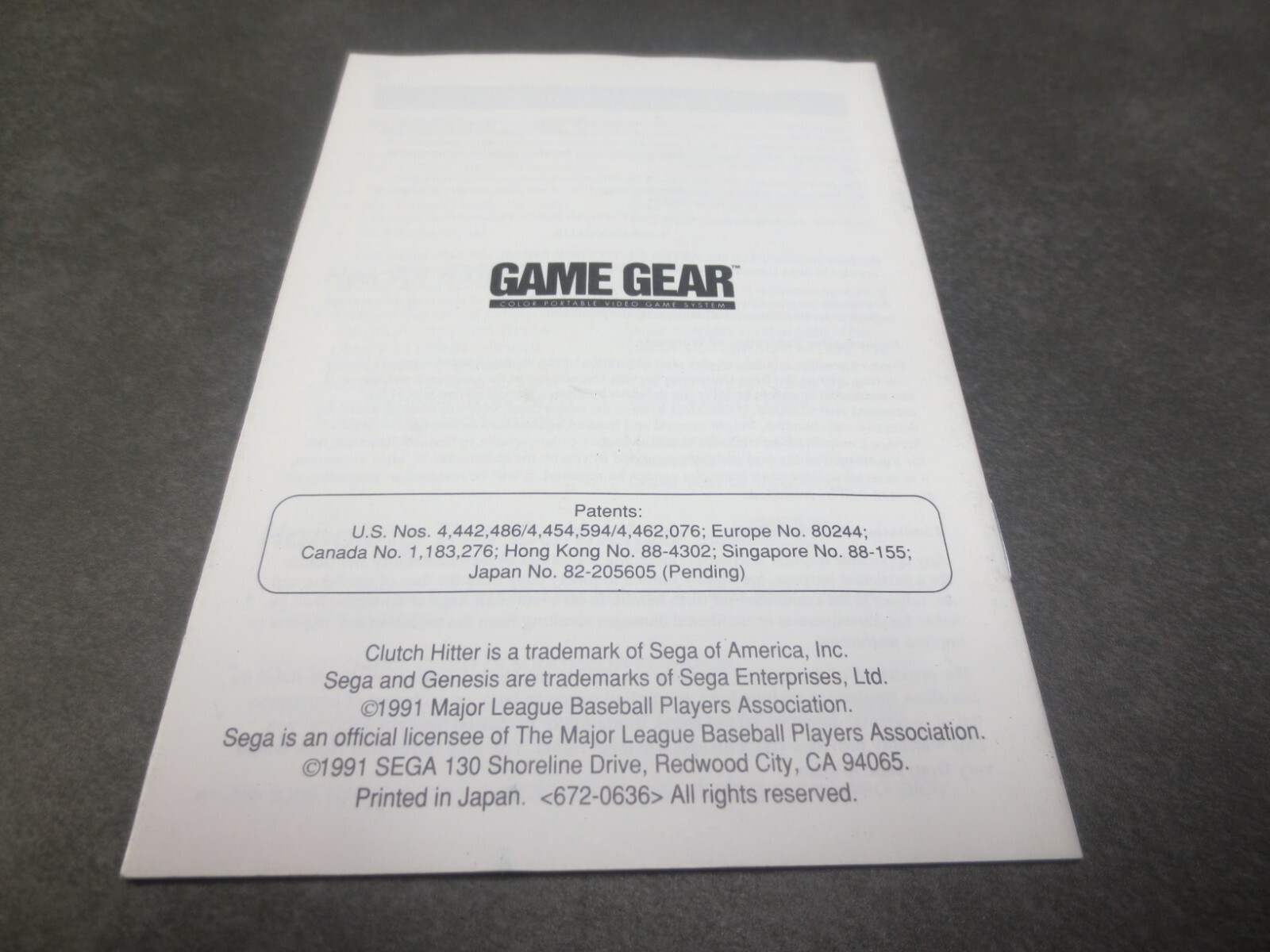Clutch Hitter (Sega Game Gear, 1991) Manual vintage 10086023114 eBay
