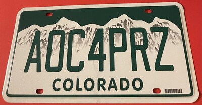 AOC4PRZ Souvenir Vanity License Plate Alexandria Ocasio Cortez AOC For President