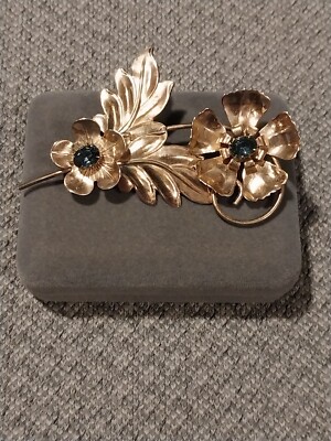 Vintage Sterling Silver Large Flower Brooch Pin 2 Flowers Blue ...