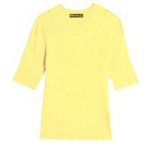 M&S Short Sleeve Knitted Ribbed Jumper Crew Neck Womens Top P22