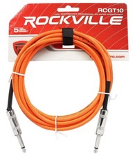 Rockville RCGT10O 10' 1/4'' TS to 1/4'' TS Instrument Guitar Cable in Orange