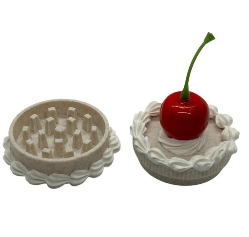 WHITE CHERRY CAKE GRINDER mini HERB tobacco PORTABLE crusher SPICE mill - Picture 5 of 6