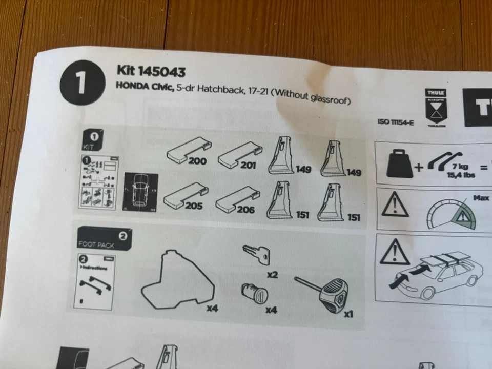 Kit de ajuste Thule 5043 - Honda Civic 2017-2021 - Imagem 3 de 3