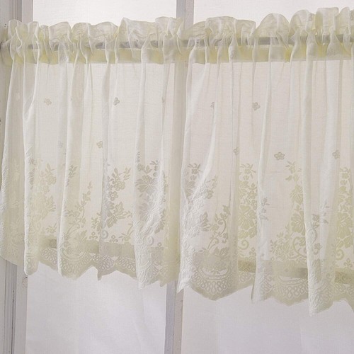 Vintage Embroidered Sheer Lace Window Curtain Kitchen Valance Cafe Tiers Bedroom - Picture 20 of 67