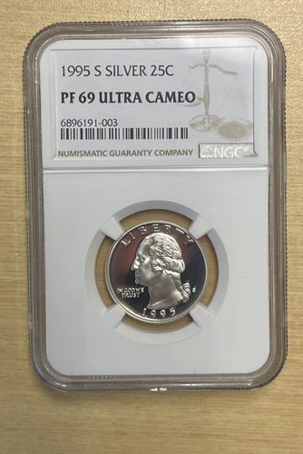 1995 S Silver Proof Washington Quarter - NGC PF 69 ULTRA CAMEO