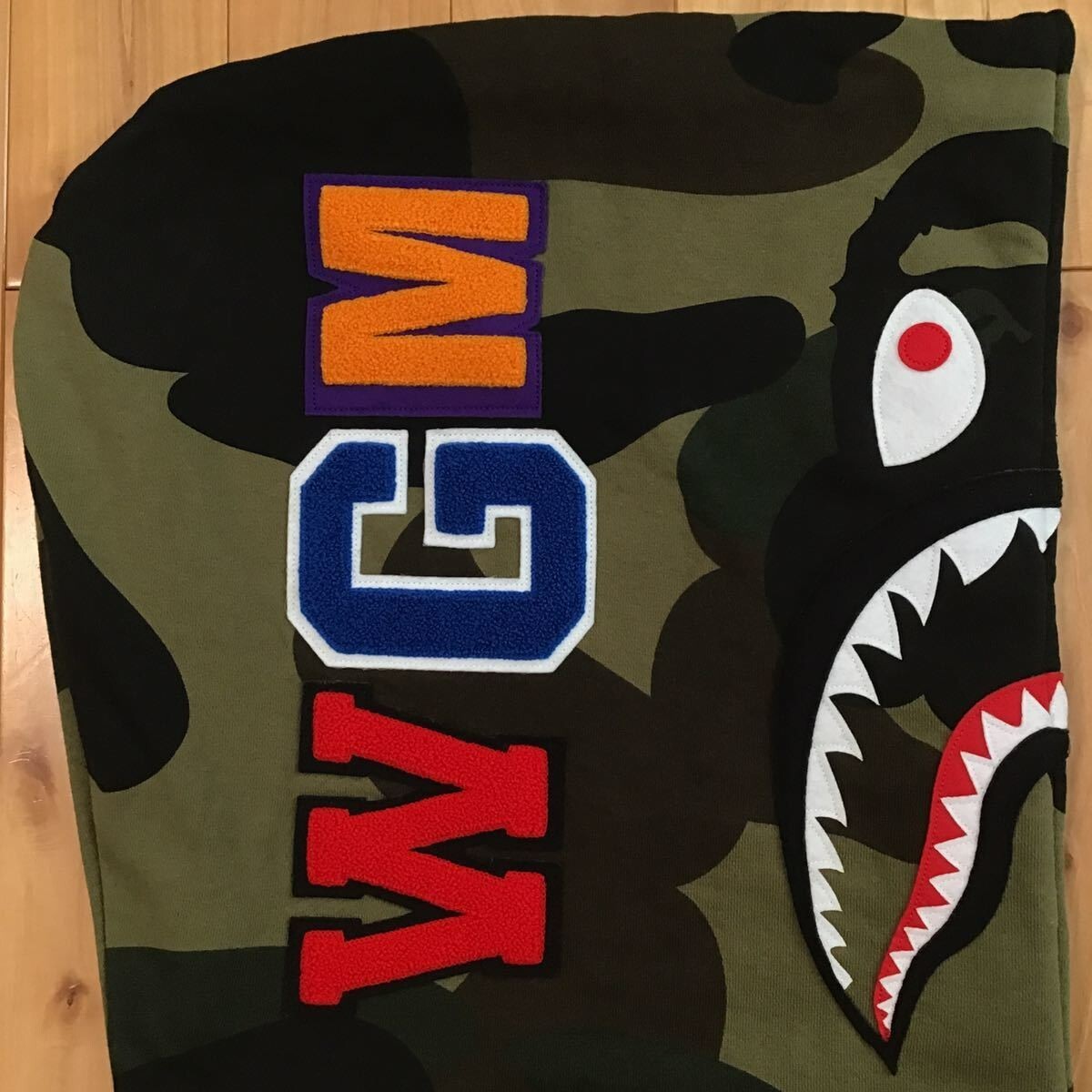BAPE Giant shark full zip hoodie 1st camo Green A Bathing Ape Size 
