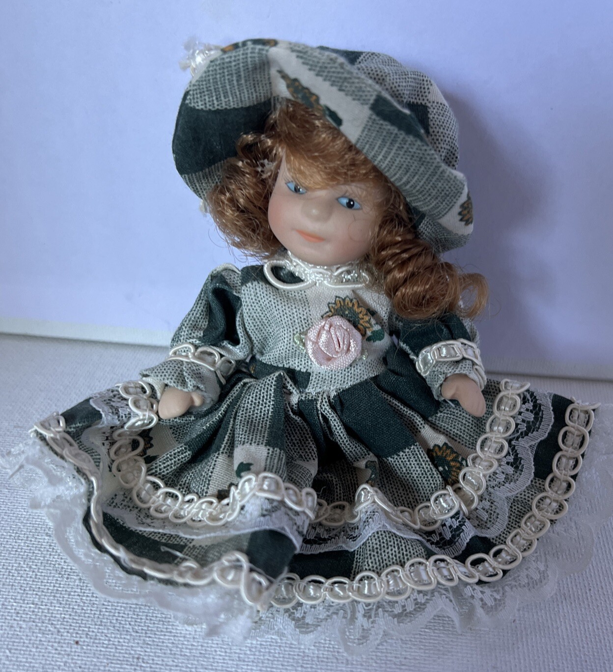 Small Mini Porcelain Bisque Doll With Movable Arms And Legs