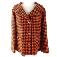 GUCCI 674323 Silk-Lined Houndstooth GG Button Jacket Orange/Black 42 Italy