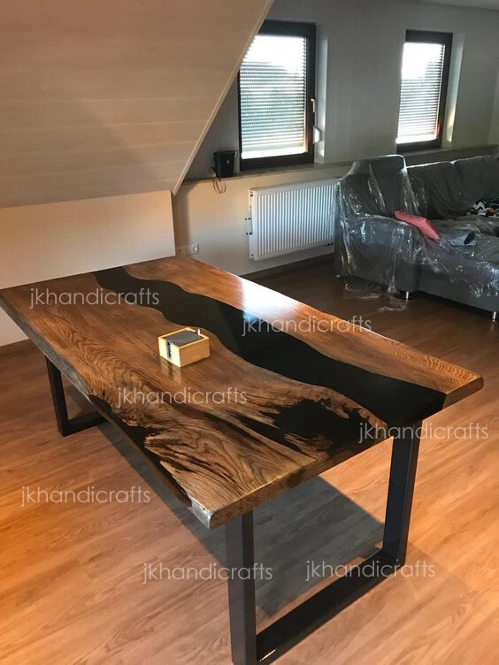 New Epoxy Resin Dining coffee Table Tops walnut Wooden Table Home Decor & Gift - Image 2 of 4