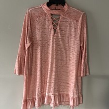 Umgee Dress Mini Shift Embroidered Shoulder Boho Bell 3/4Sleeve Sz M