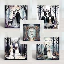 Personalised Pagan Dark Forest Animal Congratulations cards - Set 1