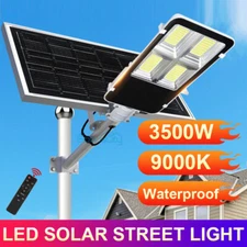 3500W Solar Street Flood Light Commercial Outdoor Dusk to Dawn Road Lamp +Pole