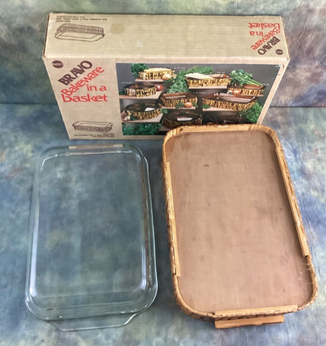 ABC Bravo Bakeware Basket WFE-006G 3 Qt Pyrex Glass Baking Dish w/ Bamboo Basket - Picture 5 of 8
