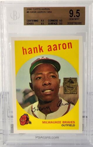 Hank Aaron 2000 Topps #6 1959 Topps Reprint BGS 9.5 GEM MINT! - Picture 1 of 1