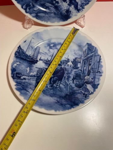 Set of 2 Vintage Delfts Blauw Hand Decorated Plates (b15), Decorative Vintage - Picture 7 of 8