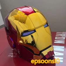 IN US! AutoKing Iron Man 1:1 MK5 Helmet Gold Mirror Voice-Control Mask Cos Prop