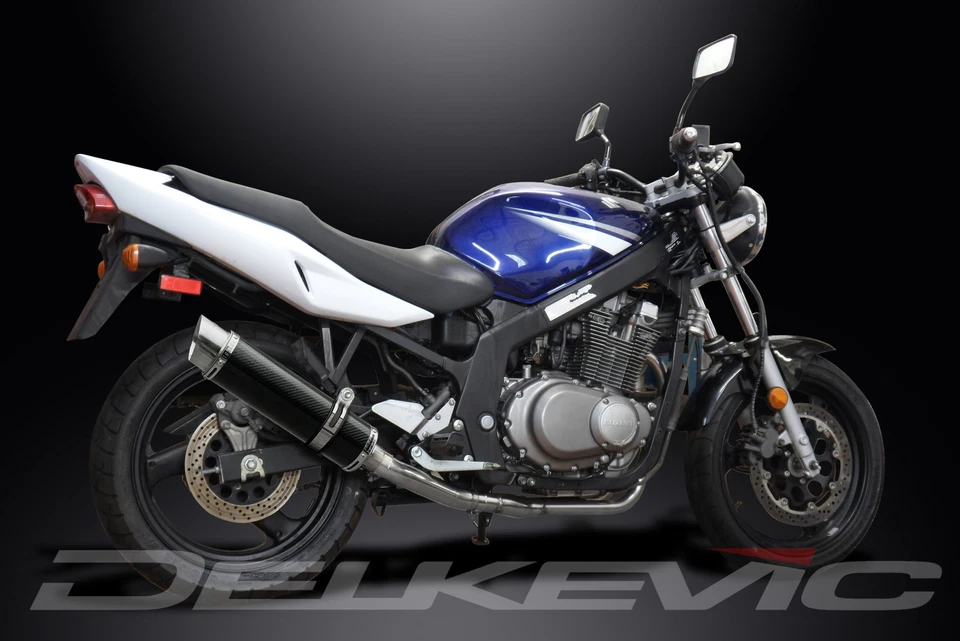 Kit silenciador escape carbono redondo 14" para Suzuki GS500 E/F 1989-2009 Foto 4 de 4