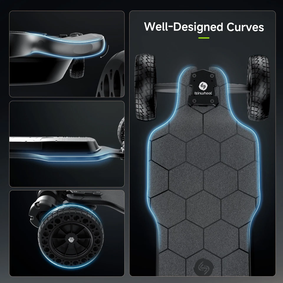 Monopatín eléctrico Longboard 3000W 32 MPH con luz ambiental y control remoto EE. UU. Foto 4 de 4