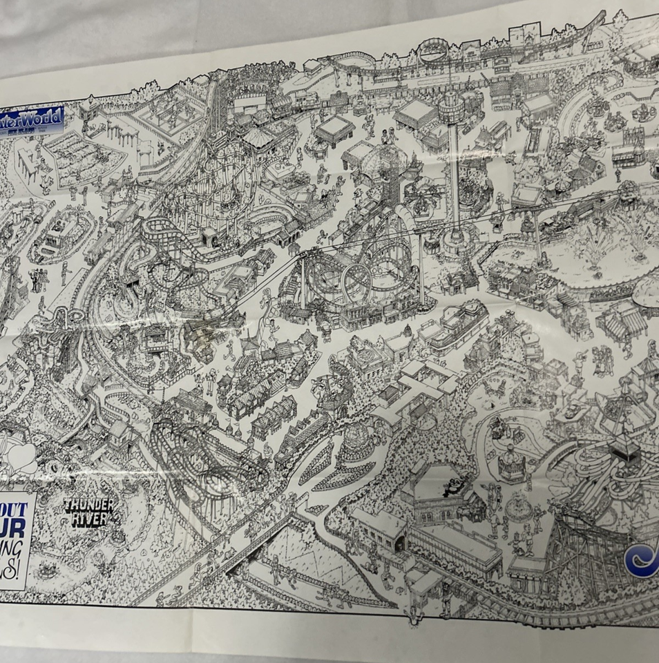 Six Flags AstroWorld Houston Theme Park Souvenir Map 1987-92 Double ...