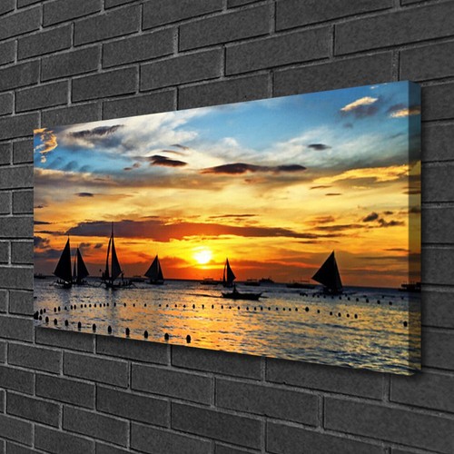 Tableau Sur Toile Tulup - 100x50 Cm - Pont Sur La Mer - Gris - Moderne