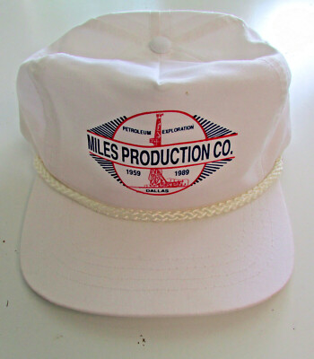 Vintage Miles Production Co Trucker Hat White Cap Oil Gas Dallas, TX