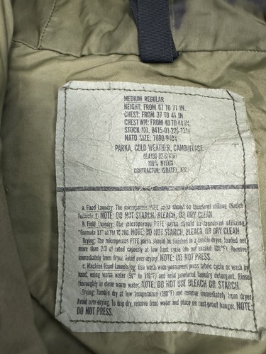 USGI M81 Woodland BDU Cold Weather Parka Goretex Rain Jacket Medium Regular Fade - Picture 5 of 5